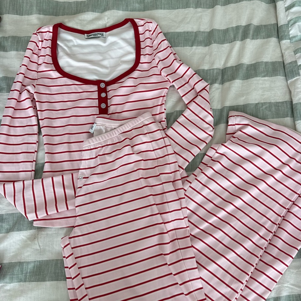 Princess Polly Red and White Striped Lounge Set